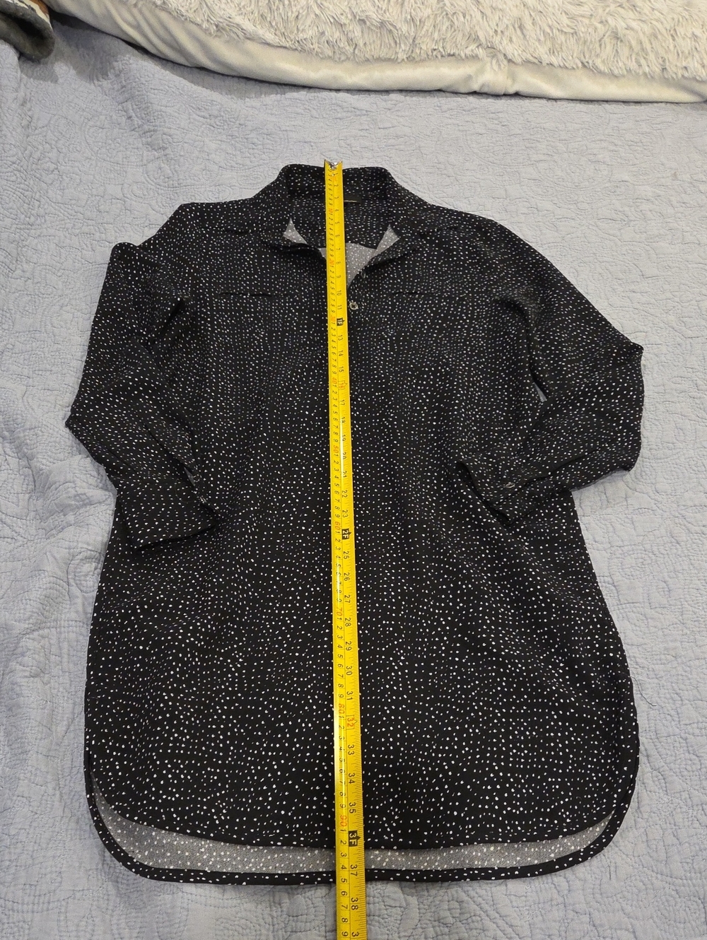 Dalia Black Long Sleeve Polka Dot Tunic Dress Size S! - Picture 5 of 8